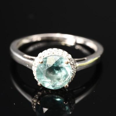 925 Sterling Silver & Aquamarine Ring