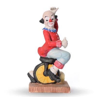 Vintage Toscany Circus Clown On A Unicycle Figurine