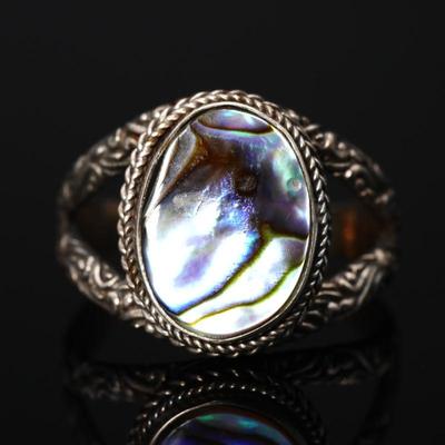 925 Sterling Silver & Abalone Ring