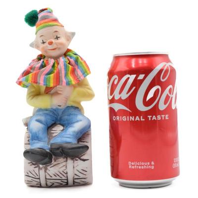 Vintage Clown Figurine Sitting On A Barrel