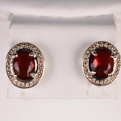 Faceted Garnet Stud Earrings