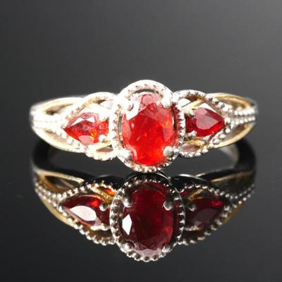925 Sterling Silver & Multi Red Gemstone Ring