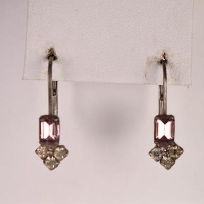 Pink & Clear Gemstones Multi Stone Earrings