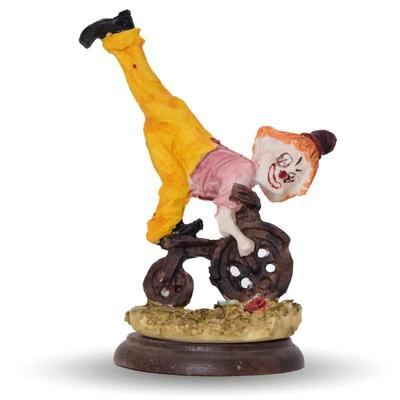 Vintage Hobo Clown On A Bike Figurine On A Wooden Base