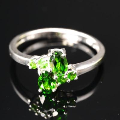 925 Sterling Silver & Green Chrome Diopside Ring