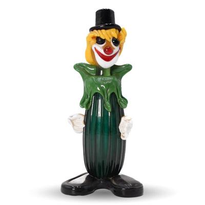 Murano Italy Art Glass Clown w/ Cucumber Body Figurine
