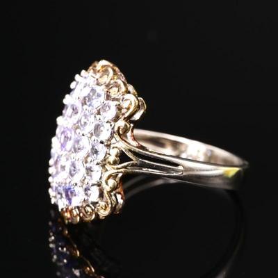 925 Sterling Silver & Tanzanite Cluster Ring