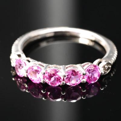 925 Sterling Silver & Pink Gemstone Ring