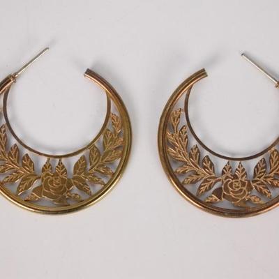 Cut-Out Rose Hoop Earrings