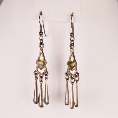 Ammolite Heart Dangle Earrings