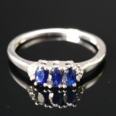 925 Sterling Silver & Blue Sapphire Ring
