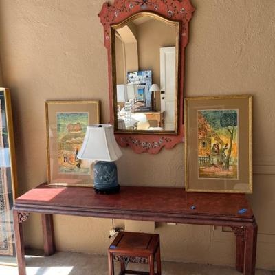 ENTRY TABLE/HANDPAINTED  MIRROR