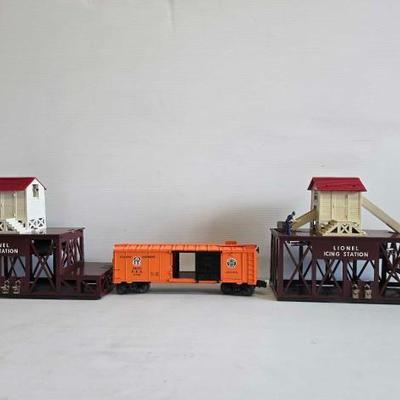 #8516 • Lionel Box Car and Two Icing Stations
