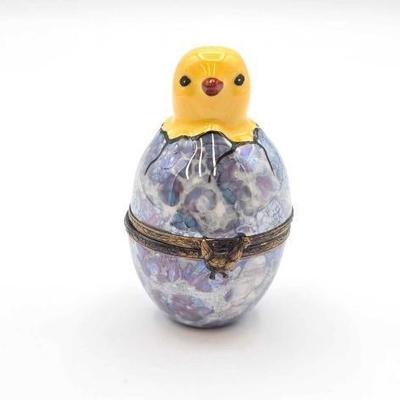 #1912 • Chick Hatching Limoges Trinket Box
