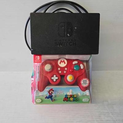#8586 • Nintendo Switch Dock Stand with Super Mario Wired Fight Pad Pro Controller
