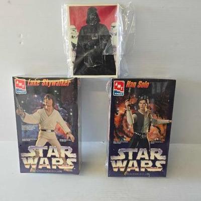 #8182 • (2) AMT Ertl Star Wars Action Figures and Topps Star Wars Photo Cards
