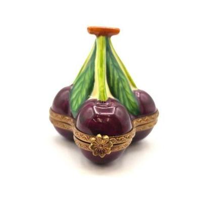 #1902 • Three Cherries Limoges Trinket Box
