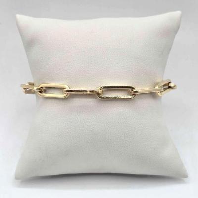 #706 • 14K Gold Paperclip Chain Bracelet, 4.51g
