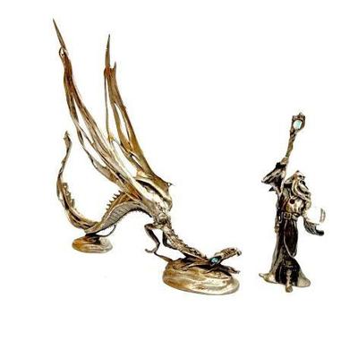 #1858 • Dragon and Wizard Figure
