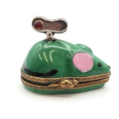 #1908 • Wind Up Mouse Limoges Trinket Box
