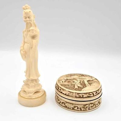#1814 • Giannelli Asian Master Wise Man Teacher figure and Trinket Box
