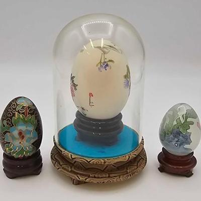 #1834 • (3) Vintage Chinese Eggs with Stands
