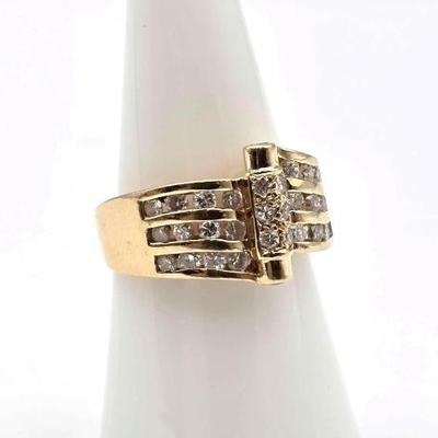 #712 • 14K Gold with 3 Rows of Diamonds, 6.07g
