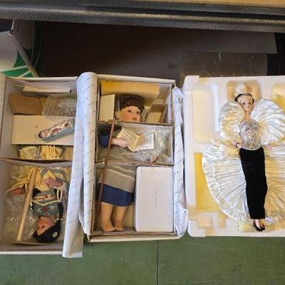 #6064 • (1) Porcelain Barbie and (2) The Danbury Mint Porcelain Dolls
