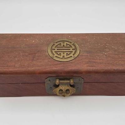 #1842 • Vintage Wooden Chinese Jewelry Box
