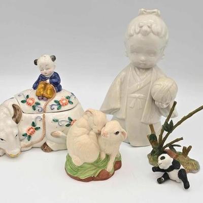 #1832 • (3) Porcelain Figurines & Trinket Box
