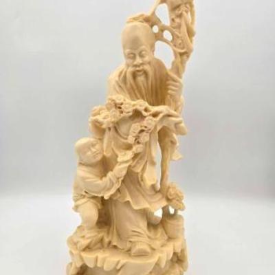 #18O0 • Vintage Chinese Shou Lao God of Longevity Carved Bone Figure
