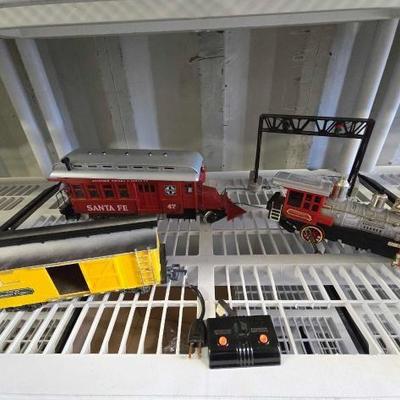 #4098 • (3) G Scale Model Trains & Signal Bridge
