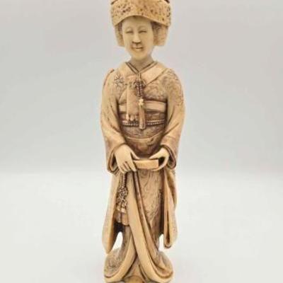 #1802 • Japanese Geisha Carved Bone Figure
