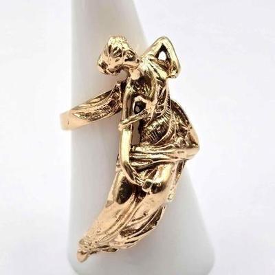 #700 • 14K Gold Ancient Greek Mythology Ring, 10.77g
