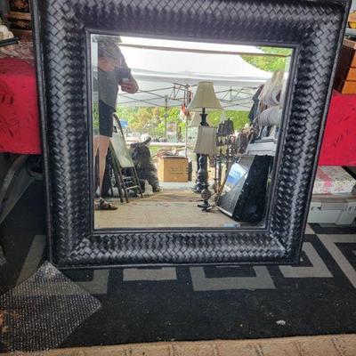 large leather framed mirror
