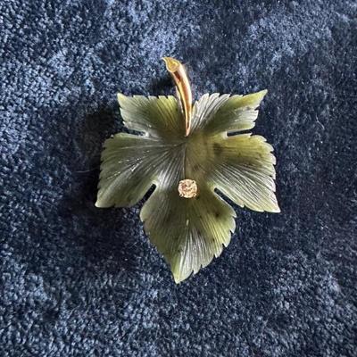 Jade, 1/4 carat diamond 14k