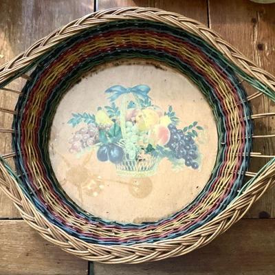 Double Handled Basket with Painted Interior (as is)
