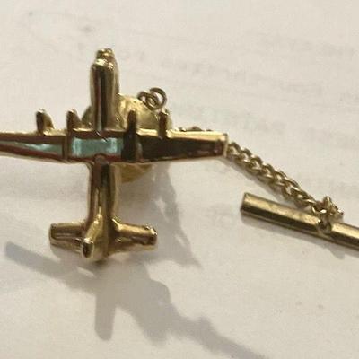 Gold Tone Prop Airplane Tie/Lapel Pin
