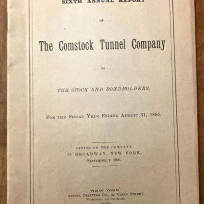 1895 Stockholders Report, Comstock Tunnel Company

