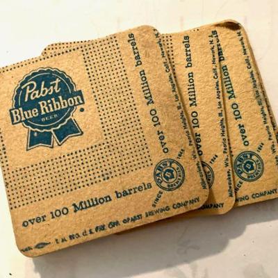 EIGHT (8) Old PABST BLUE RIBBON Beer Coasters
