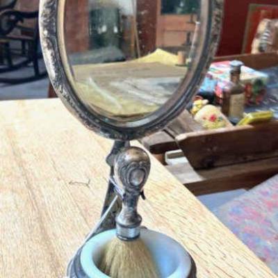 Antique Shaving Stand with Mirror & Brush
