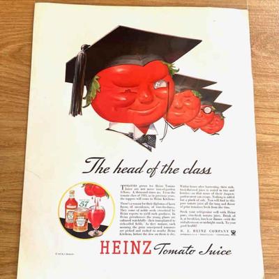 Super Ad for HEINZ Tomato Juice, 1920's, Look great in a Kitchen or Restaurant

