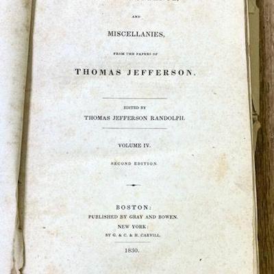 532 Page book, 1830, "Memoir of Thomas Jefferson", as found
