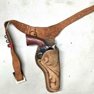 1950's Leather Holster with Plastic Toy Gun
