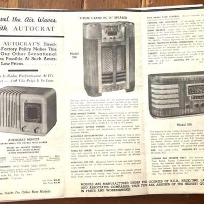 1941 "AUTOCRAT" Radio Brochure
