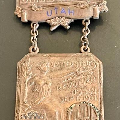 1911 Antique Bronze Utah Championship National Revolver Association Bronze Medal Won By C. T. Letchfield