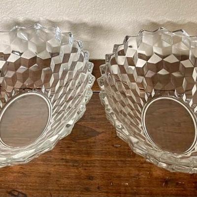  Fostoria Large American Clear Cubist Oval Serving Bowls 