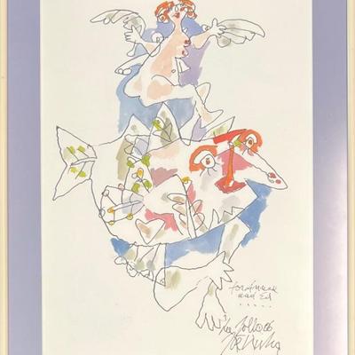 Original Joze Ciuha Double Sided Framed Abstract Sketch For Linnea And Ed