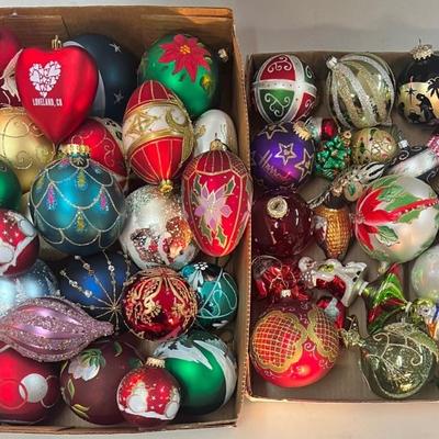 Lot Of Assorted Glass Christmas Ornaments 
