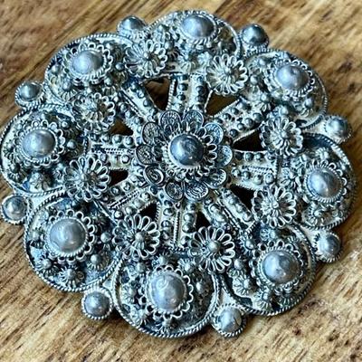 Antique Siam Silver 885 Thai Nakon Pin (as Is) - Total Weight 16.9 Grams 